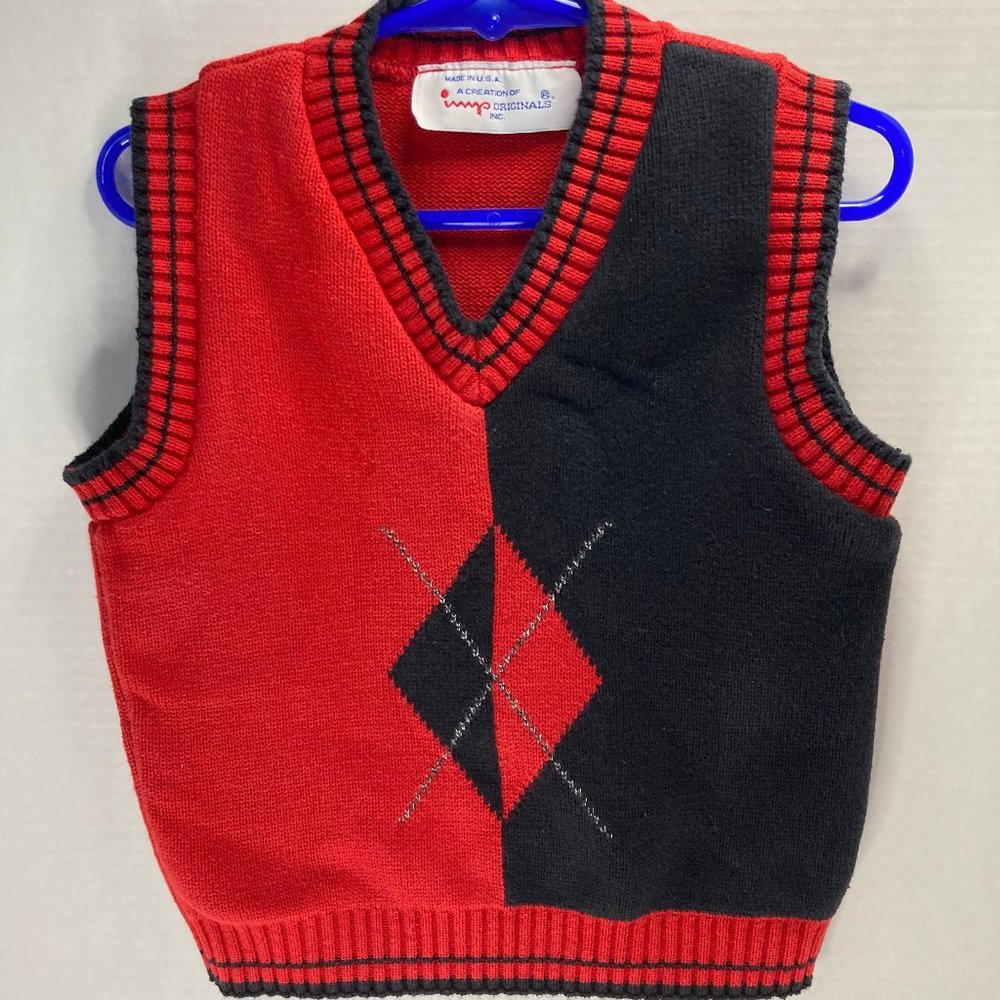 Imp Originals Red/Black Argyle Sweater Vest - 2T